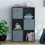 Vida Designs (Black, Grey) Durham 6 Cube Shelf Drawer Bookcase with 3 Baskets 6