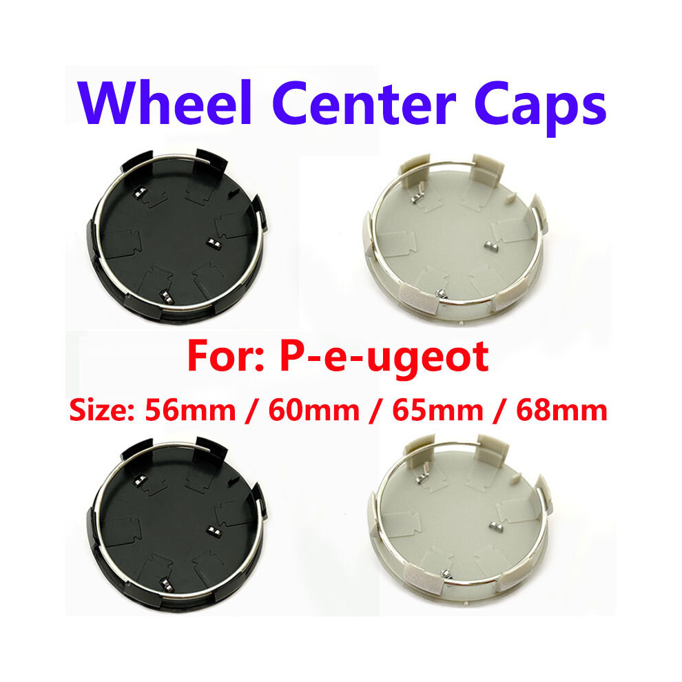 (68Mm Hub Cap) 4Pcs 56Mm 60Mm 65Mm 68Mm Car Hub Caps Badge Emblem Wheel Silver/Black 8105270348707