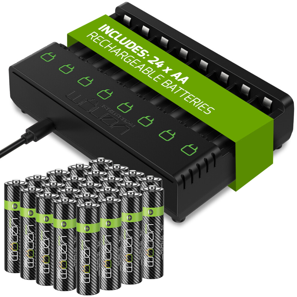 Venom Battery Charge Dock + 24 X Aa 2100Mah Rechargeable Batteries 5031300091288
