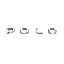 (CHROME) Black Color 2021 Polo Rear Trunk Middle Letter Tailgate Logo Emblem