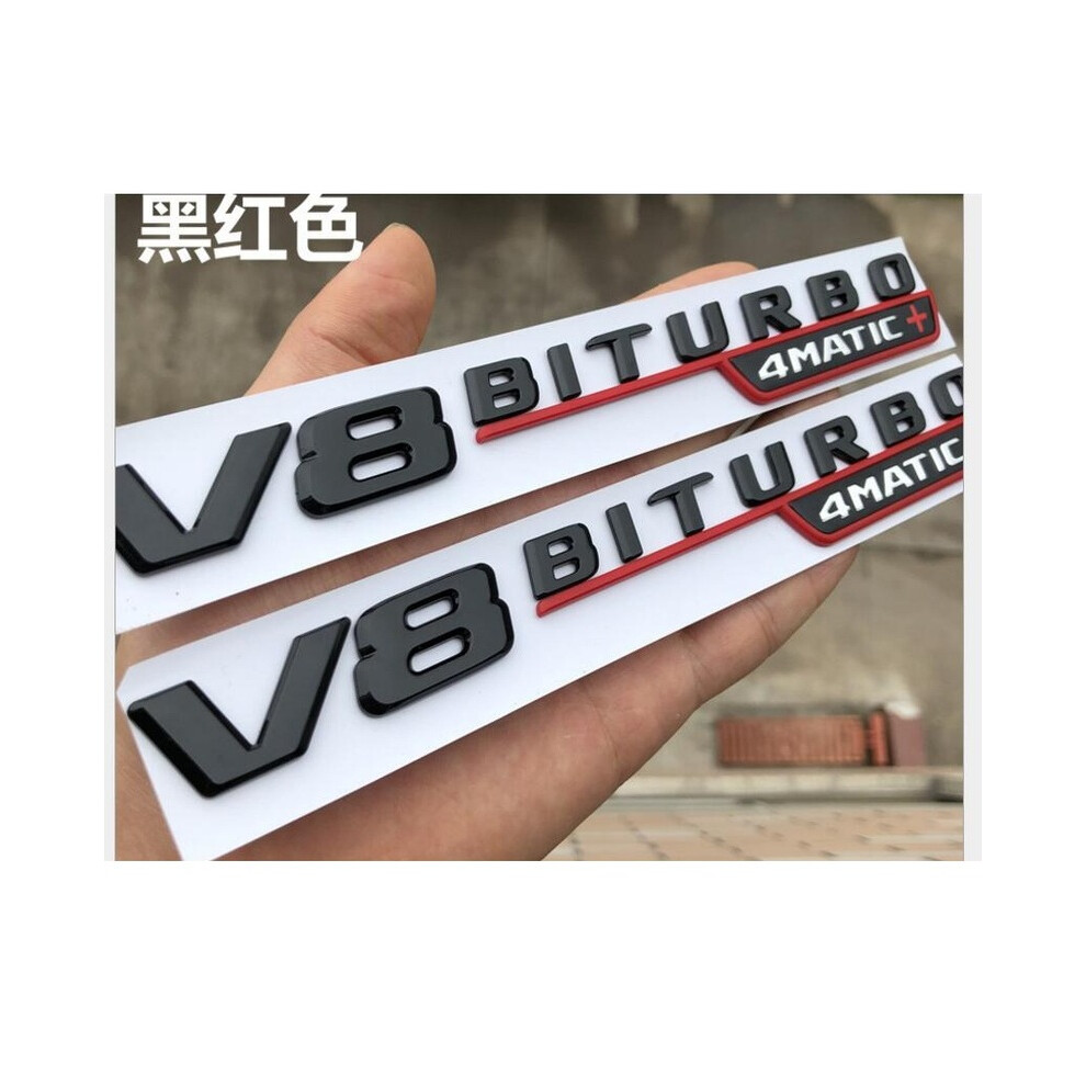 (Gloss ( Line, Matt ( Line)) Chrome Letters Cross V8 Biturbo 4Matic+ Fender Emblems Badges Black/Red 8105270377271