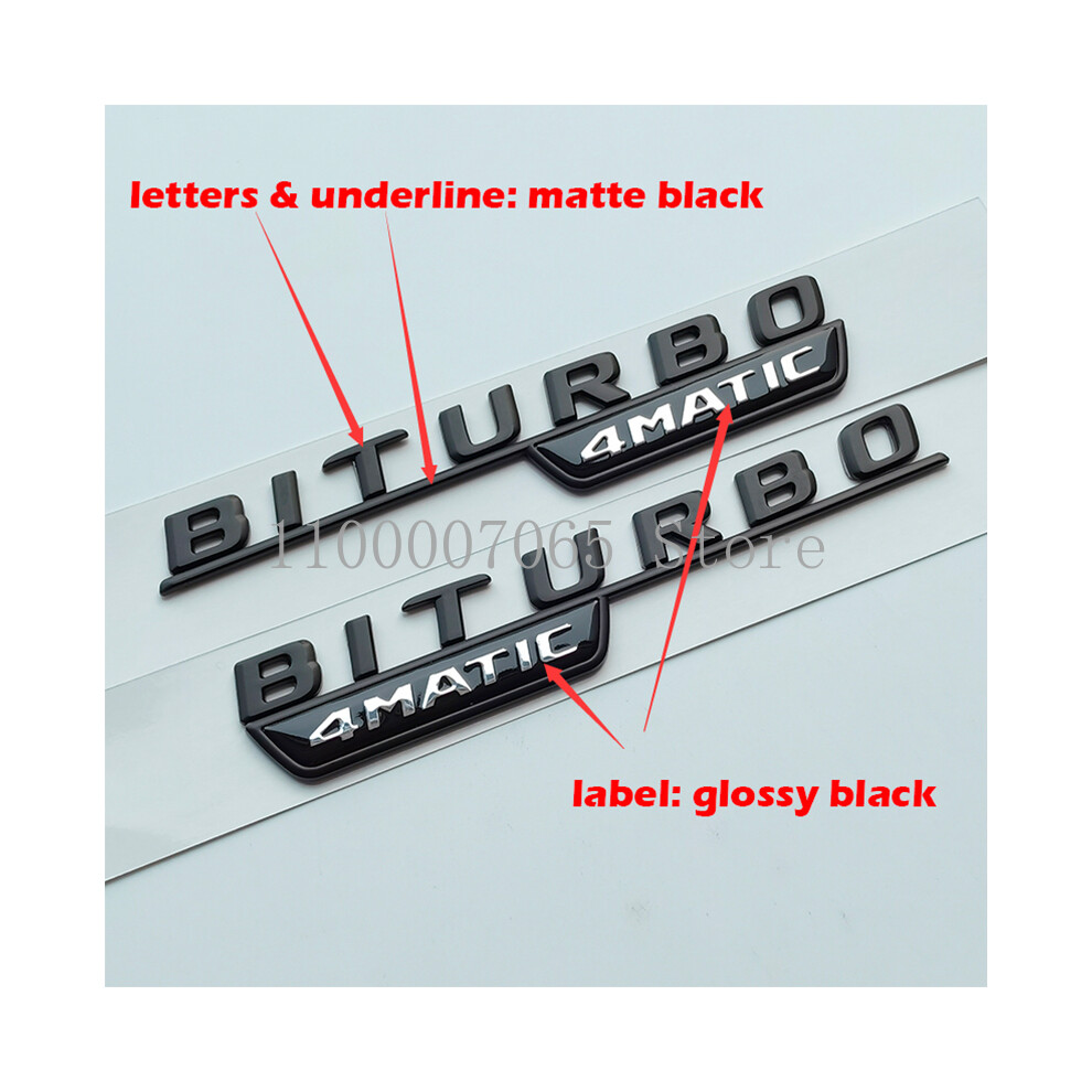 (Biturbo-4Matic Matte, Biturbo-4Maticp Matt) Flat Letters Biturbo 4Matic 4Matic+ Plus Abs Emblem For Mercedes Benz 8105270384644