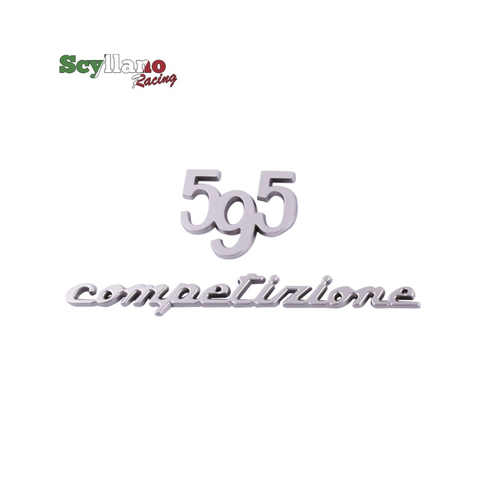(595 Com Silvery) Genuine Metal 3D Badge Emblem Fiat Abarth 500 595 695 Competizione Logo Golden/Black 8105270398788