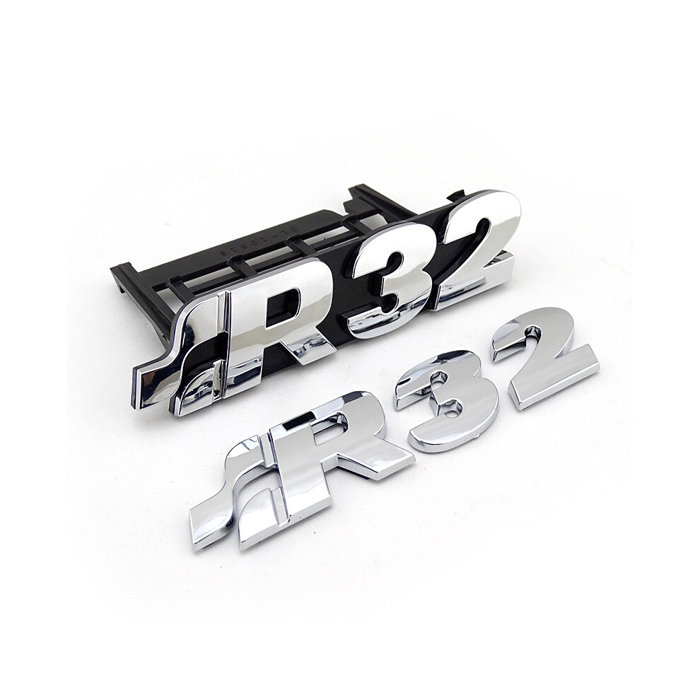 (chrome r32) MK4 Chrome Grill Badge R32 Logo Inscription Genuine  OEM for GOLF Part