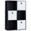 Vida Designs (Black, White) Durham 6 Cube Shelf Drawer Bookcase with 3 Baskets 1
