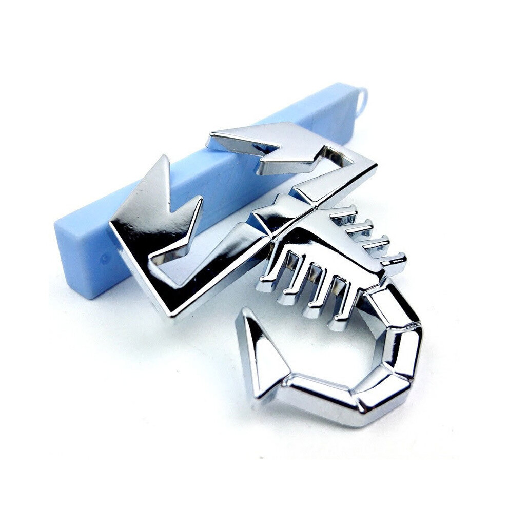 (Silver) Scorpion Design Car Stickers For Fiat Abarth Body Modification Metal Fun Silver 8105270426375
