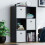 Vida Designs (Black, White) Durham 6 Cube Shelf Drawer Bookcase with 3 Baskets 5
