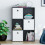 Vida Designs (Black, White) Durham 6 Cube Shelf Drawer Bookcase with 3 Baskets 6