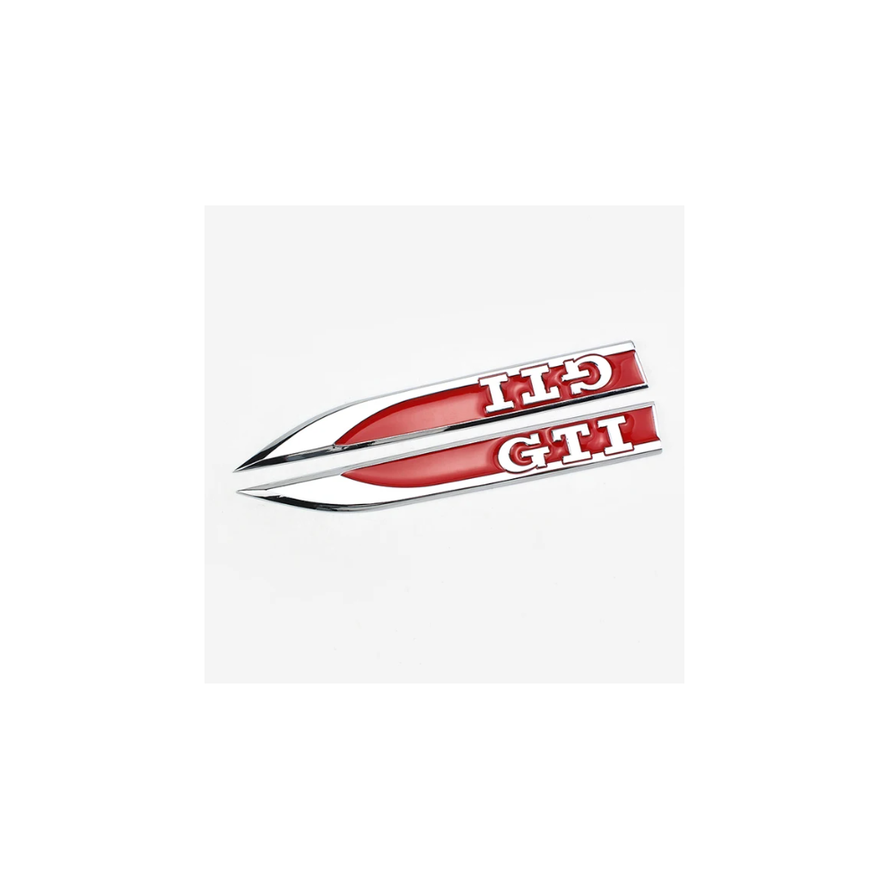 () 2Pcs Gti Metal Emblem Badge Side Door Waist Line Fender Sticker Red/Black 8105270438958