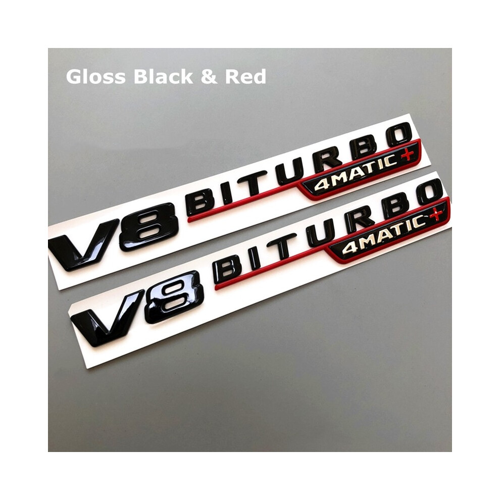(Gloss V8) 2Pcs V6 V8 V12 Biturbo 4Matic+ Badge Car Fender Sticker Emblem For Mercedes Black/Red 8105270439863