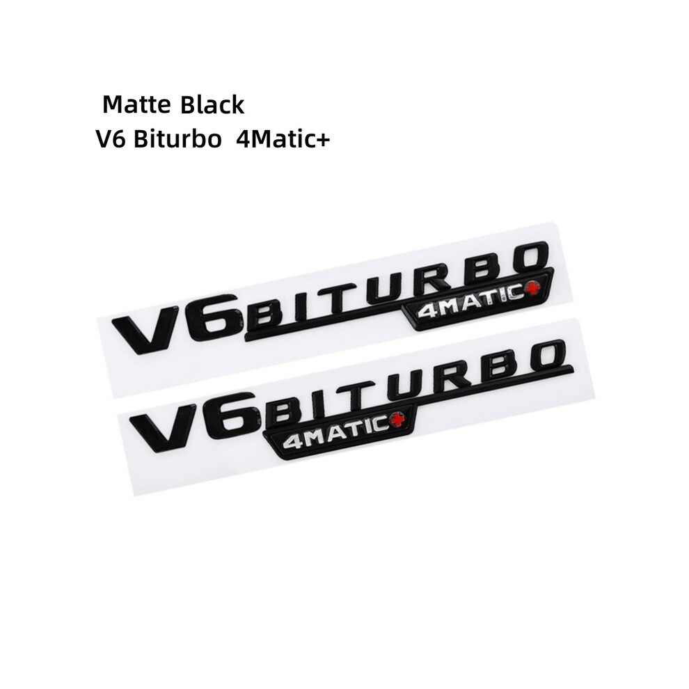 (Matte V6) 2Pcs V6 V8 V12 Biturbo 4Matic+ Badge Car Fender Sticker Emblem For Mercedes Black 8105270439962