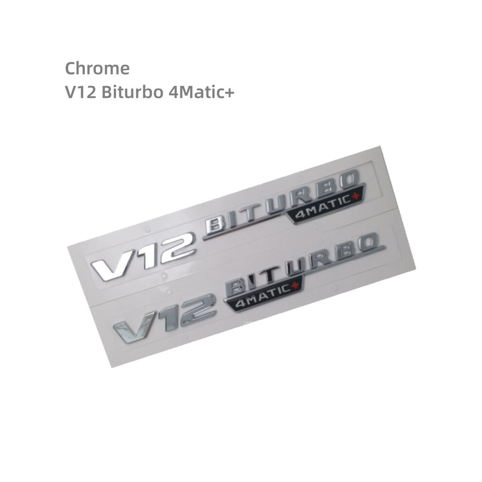 (Chrome V12) 2Pcs V6 V8 V12 Biturbo 4Matic+ Badge Car Fender Sticker Emblem For Mercedes 8105270439825