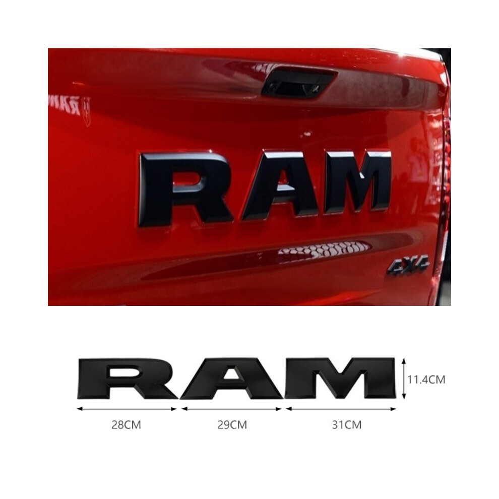 (Matte Ram) 3D Abs Car Rear Tail Trunk Emblem Badge Sticker Decals For Dodge Ram 1500 Black 8105270444539
