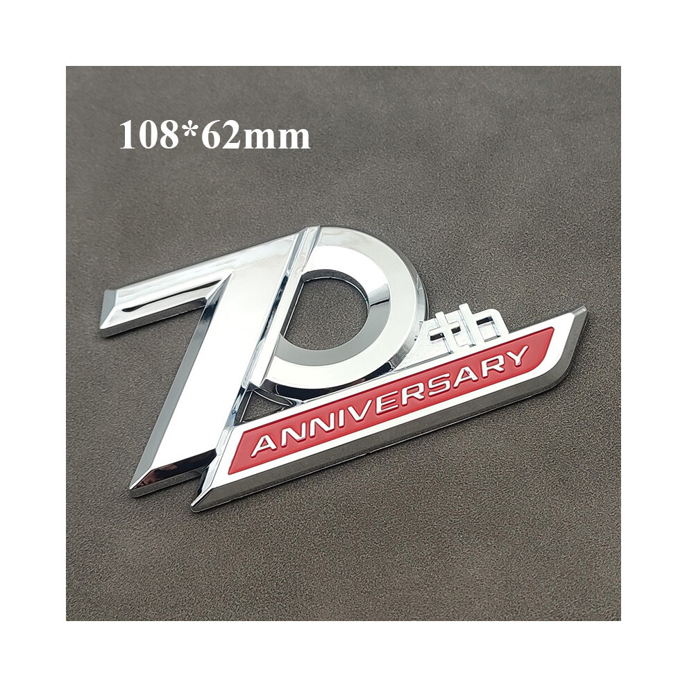 (Short Red) 3D Abs Logo 70Th Anniversary Emblem Car Fender Badge Decal For Toyota Silver/Red 8105270447134