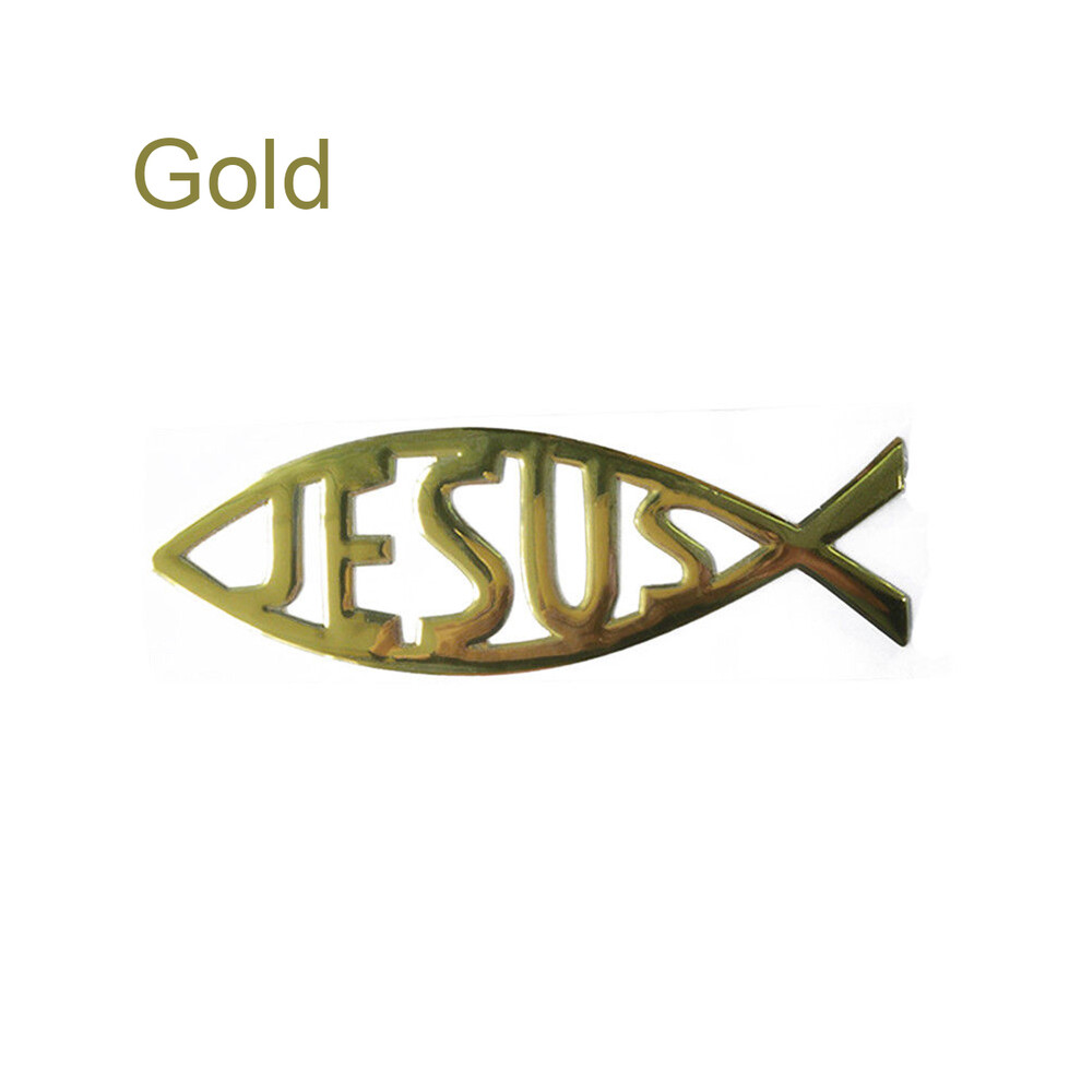 (Gold) 3D Christian Jesus Fish Symbol Logo Car Emblem Badge Sticker Decal Gold 8105270454712