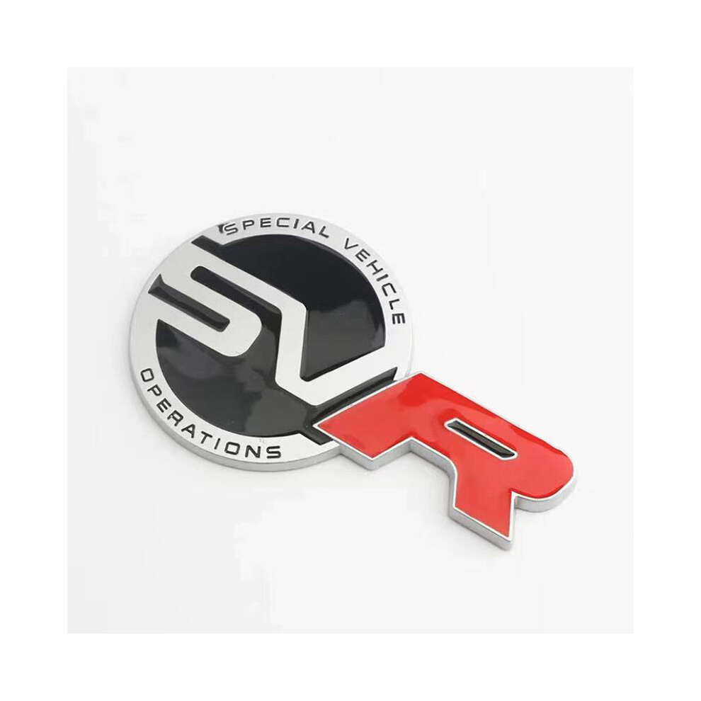 (Matt Silver BlackRed) 3d Metal Black Red Logo SVR Emblem Car Trunk Badge Decal For Land Rover