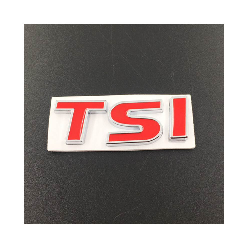 (Red) 3D Metal Car Letters TSI Logo For VW TSI Badges Polo Golf 4 5 6 7 MK5