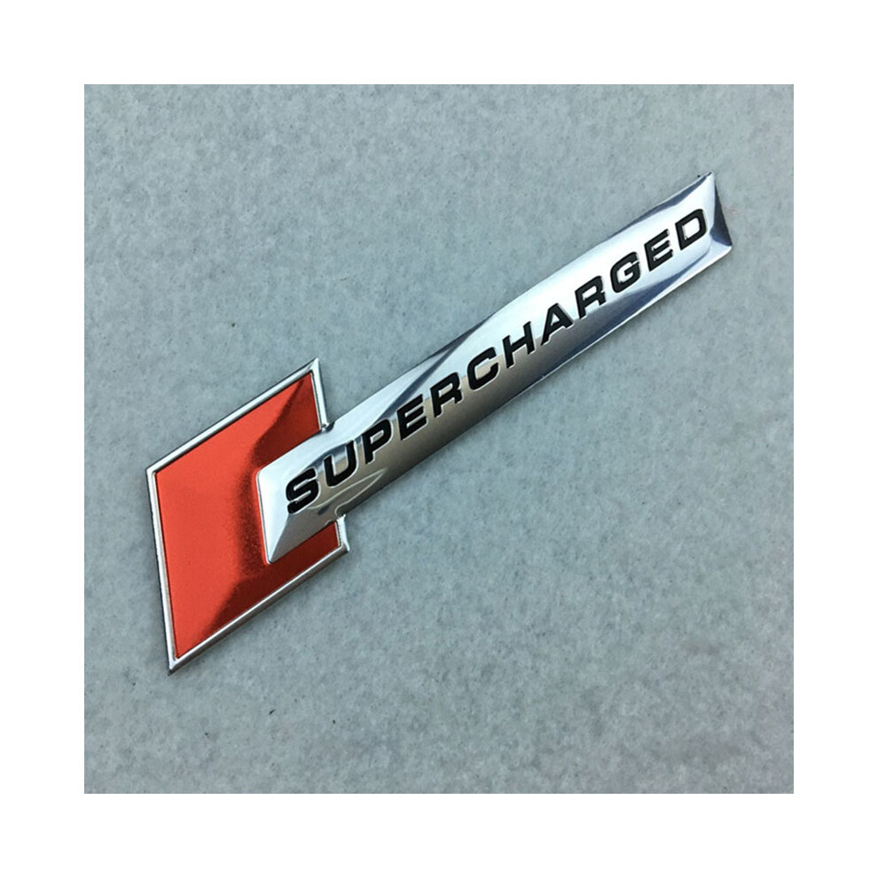 ( ) 3D Metal Chrome Logo Supercharged Emblem Car Fender Badge Decal Silver/Red/Black 8105270463684