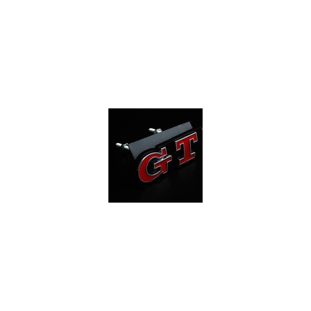 (silver red) 3D Metal GTI Front Grill Badge Emblem Sticker for VW Polo Golf 5 6 7 CC