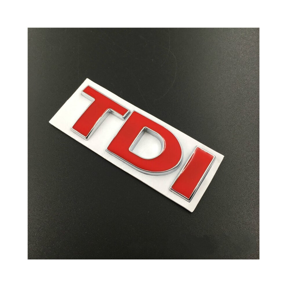 (Red TDI) 3D Metal TDI Logo Front Hood Grill Emblem Rear Trunk Badge Sticker Decals