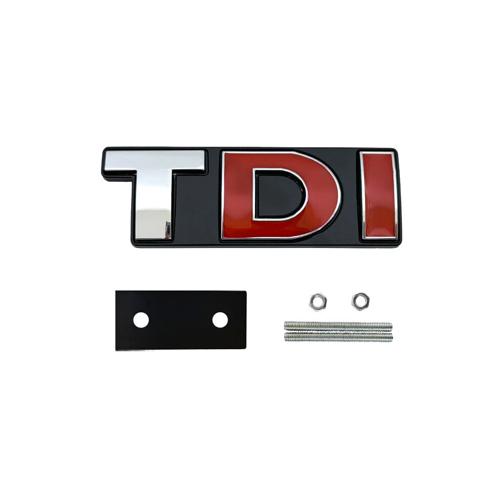 (Grille Di) 3D Metal Tdi Logo Front Hood Grill Emblem Rear Trunk Badge Sticker Decals Red 8105270473102