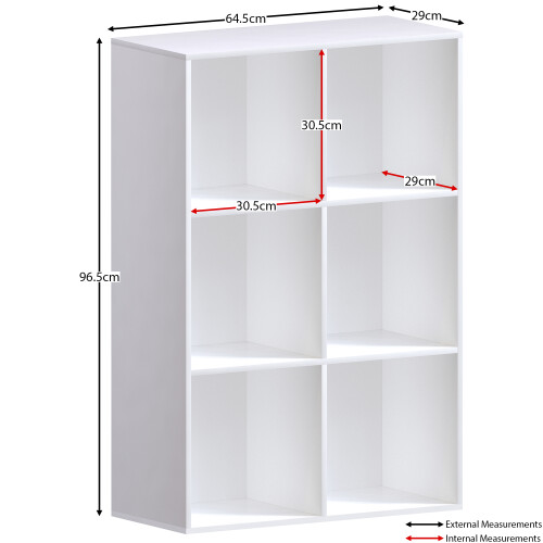Vida Designs (White, Grey) Durham 6 Cube Shelf Drawer Bookcase with 3 Baskets 2