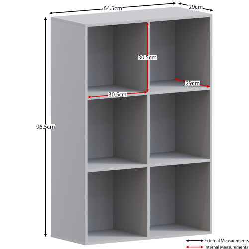 Vida Designs (Grey, Black) Durham 6 Cube Shelf Drawer Bookcase with 3 Baskets 2