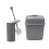 JVL Loop Toilet Brush and Rectangular Lidded Bin - Grey 1