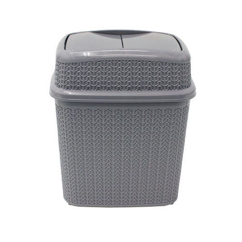 JVL Loop Toilet Brush and Rectangular Lidded Bin - Grey 1