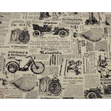 (1 Meter) 100% Cotton Printed Canvas Fabric Vintage Cycles