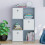 Vida Designs (Grey, White) Durham 6 Cube Shelf Drawer Bookcase with 3 Baskets 6