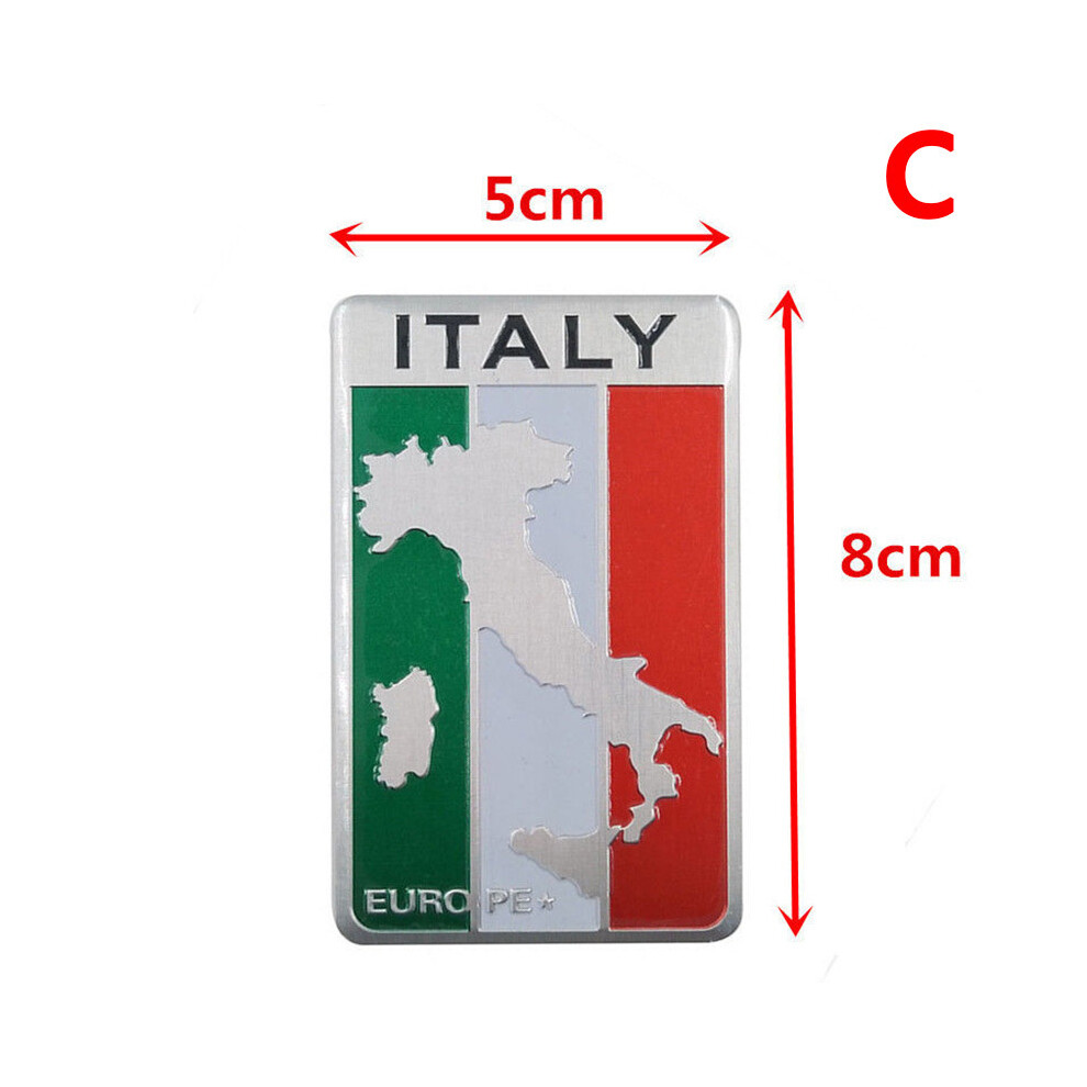(C) 1Pc Aluminum 3D Metal Italy Italian Flag Italy Map Sticker Emblem Badge 8105270481671
