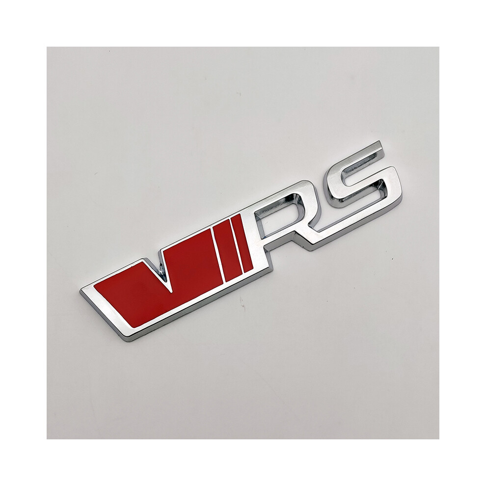 (Sticker Red Silver) 3d RS Logo VRS Emblem Nameplate Car Front Grille Trunk Badge For Skoda