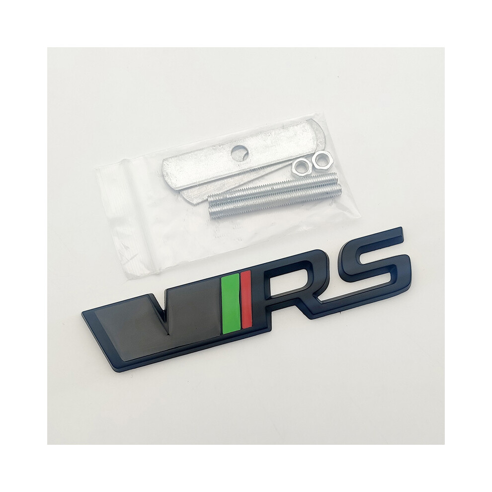 (Grill Black) 3D Rs Logo Vrs Emblem Nameplate Car Front Grille Trunk Badge For Skoda Grey/Black 8105270482241