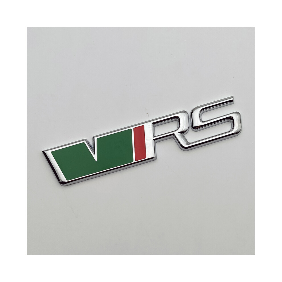 (Sticker Silver) 3D Rs Logo Vrs Emblem Nameplate Car Front Grille Trunk Badge For Skoda Green/Silver 8105270482296
