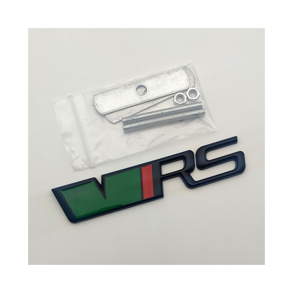 (Grill Black) 3D Rs Logo Vrs Emblem Nameplate Car Front Grille Trunk Badge For Skoda Green/Black 8105270482227
