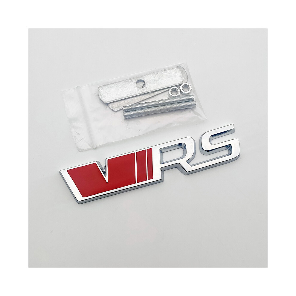 (Grill Silver) 3D Rs Logo Vrs Emblem Nameplate Car Front Grille Trunk Badge For Skoda Red/Silver 8105270482272