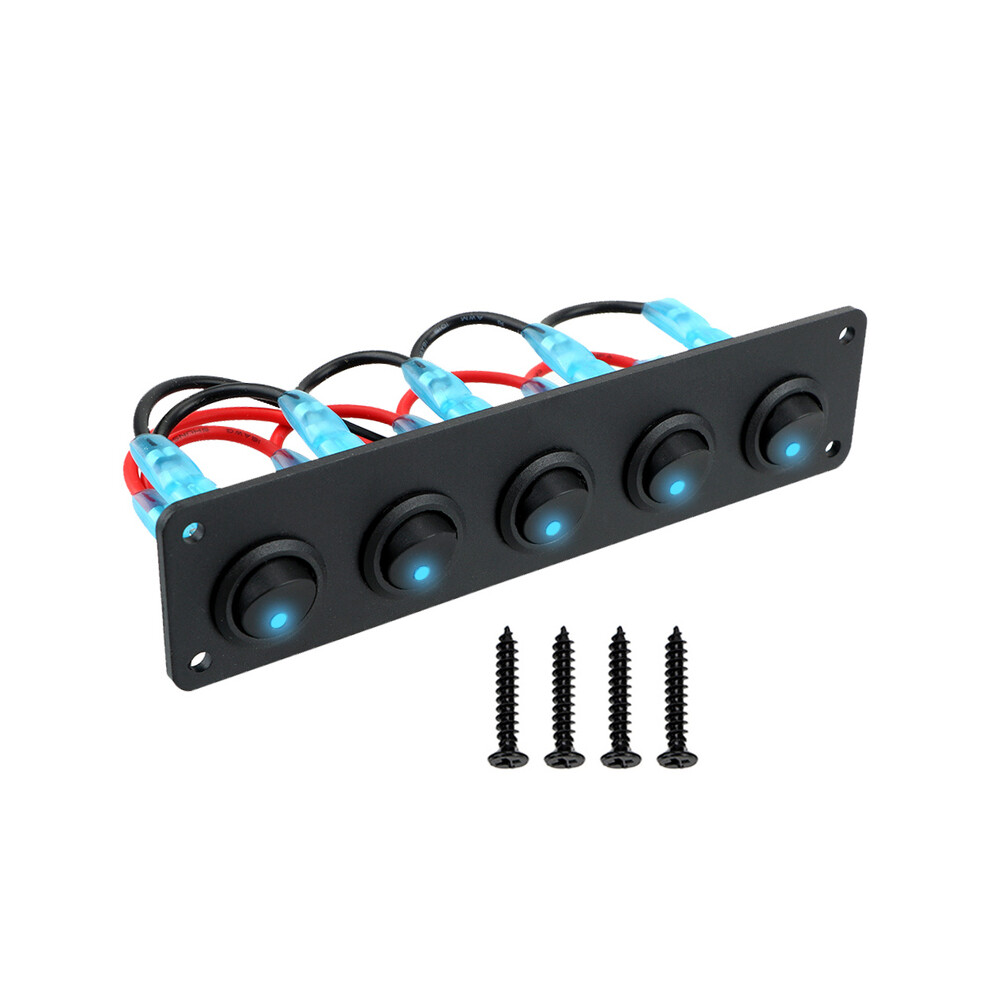 (5) 12V 1-5 Gang Universal Car Switchtoggle Panel Usb Boat Marine Rv Truck 8105270493377