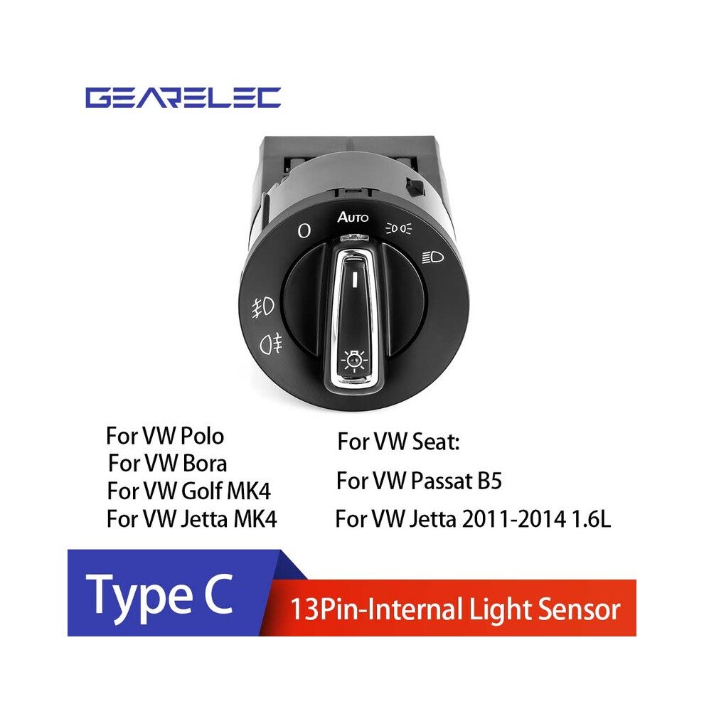 (Type C) Headlight Control Car Switch For Volkswagen Vw Golf Jetta Mk5 6 Passat 8105270496231