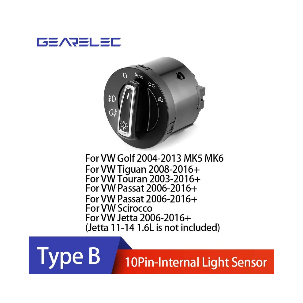 (Type B) Headlight Control Car Switch For Volkswagen Vw Golf Jetta Mk5 6 Passat 8105270496187