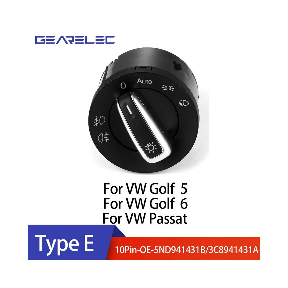 (Type F) Headlight Control Car Switch For Volkswagen Vw Golf Jetta Mk5 6 Passat 8105270496200