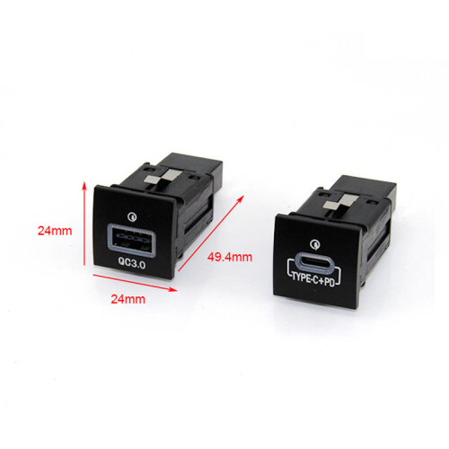 (Double QC3.0) 1PC Quick Charger Socket car switch12V/24V Cigarette Lighter QC3.0 PD 2