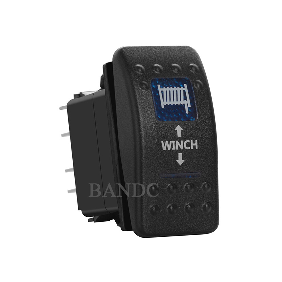 (Rocker Switch Only) Led Winch In Car Switchout Momentary Rocker 7 Pin (On)-Off-(On) Dpdt Blue 8105270507982