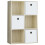 Vida Designs (Oak, White) Durham 6 Cube Shelf Drawer Bookcase with 3 Baskets 1