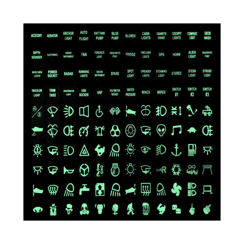 120 Sticker Rocker Car Switch Label Decal Circuit Panel Glow Luminous 8105270531291