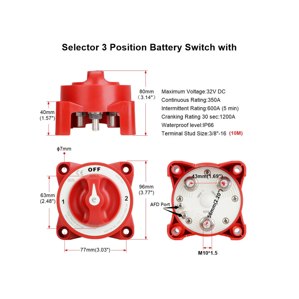 4 Position Battery Disconnect Car Switch Es Afd 32V 350A Luminous Isolator 8105270532137