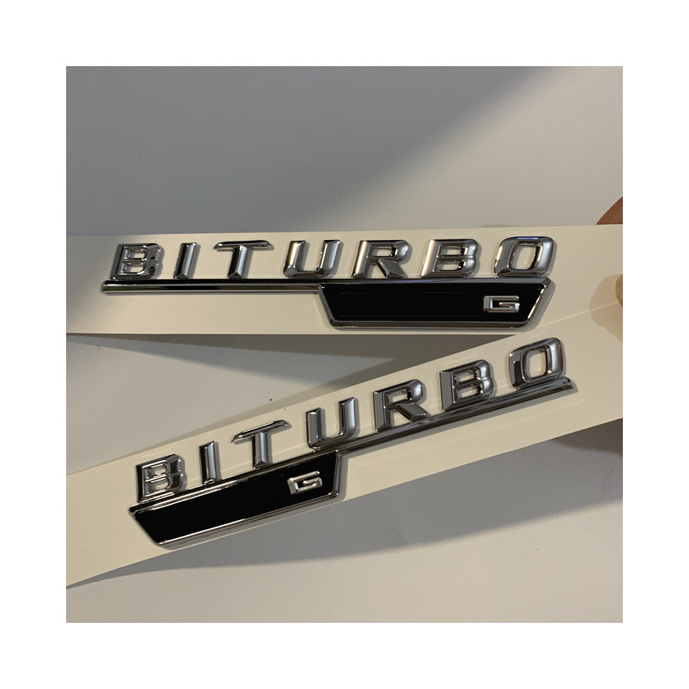 1Pair Chrome Letters Fender Emblem Badge Emblems For Mercedes Benz Biturbo 8105270540873