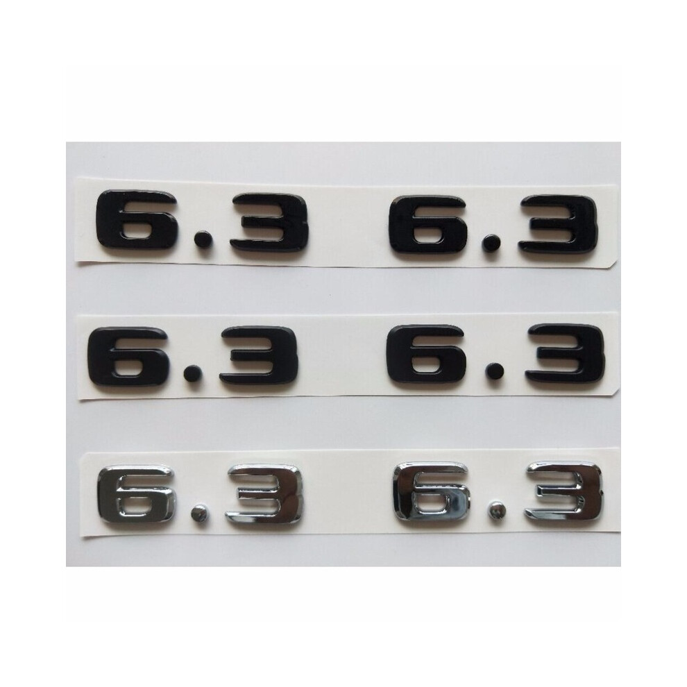 Brilliant Chrome Matte Gloss Number 6.3 Fender Emblems Badges For Black 8105270543577