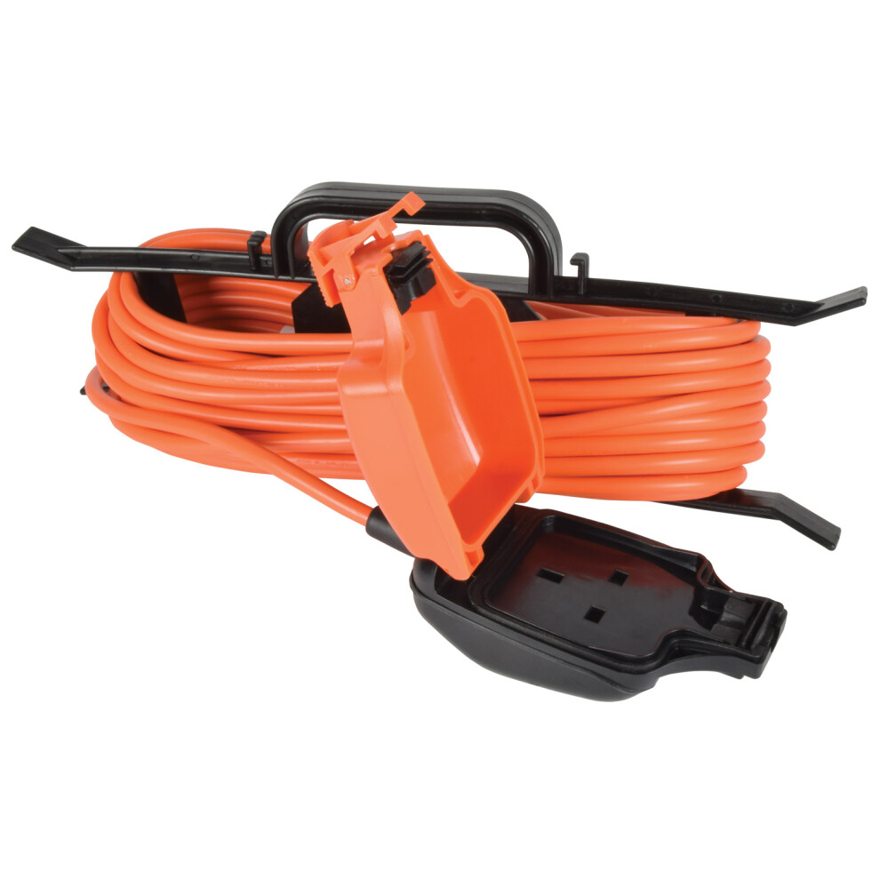 Weatherproof Outdoor 1 Gang Socket 5m Extension Lead with H Frame Cable Tidy