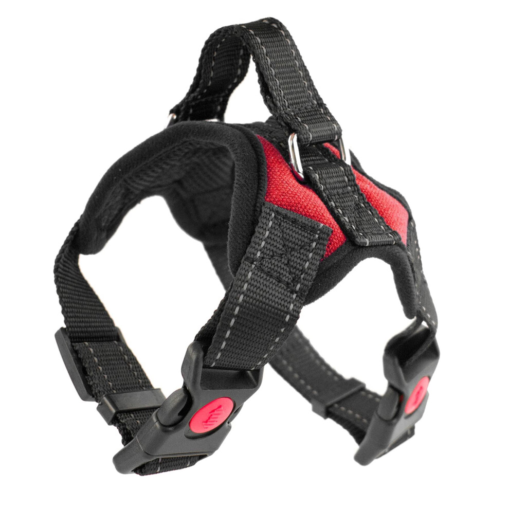 (Red Harness, Extra Small (XS)) KCT No Pull Padded Dog Harnesses Red/Black/Blue